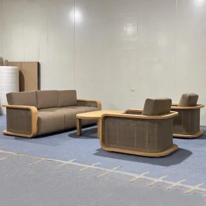 Modern Nordic Eco-Friendly Durable Outdoor Teak Sofa Set Waterproof Sun Protection Villa Garden Courtyard Hotel Terrace