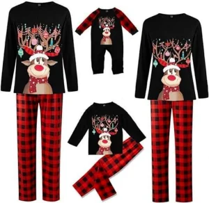 Conjuntos de pijamas navideños de manga larga para mujeres, hombres y parejas
