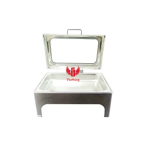 9L Stainless Steel Rectangular Wooden Pattern Color Buffet Dish China Factory