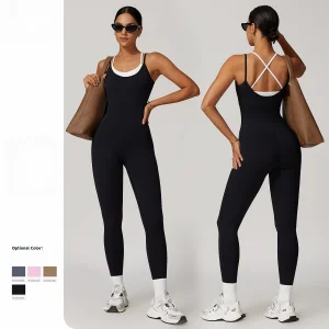 Women's One Piece Jumpsuit Patchwork Tummy Control Bodysuit with Sleeveless Yoga Design Breathable and Lightweight Rompers