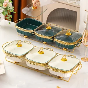 Rectangular Ceramic Soup Stock Pot with Glass Lid