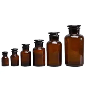 500ml Wide Mouth Glass Stopper Amber Laboratory Reagent Bottles