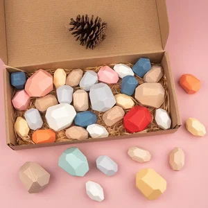 CPC Montessori Toys Wooden Sorting and Stacking 36pcs Wooden rainbow Balancing Stacking Stones
