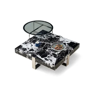 Golden Stainless Steel Natual Black Marble Coffee Table Black Glass Side Table Laminate or MDF Wooden Slate Top TV Stand Living Room Furniture