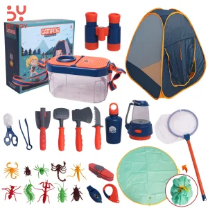 Backyard Kids Exploration and Adventure Pretend Play Kit Outdoor Camping Tents Picnic Mat Toys Set BSCI