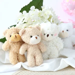 Llave personalizada de precio mayorista, colgante de bolso, diseño personalizado, juguetes súper suaves 12cm, pequeño mini oso de peluche blanco, lindo y encantador, fábrica de peluches de dibujos animados