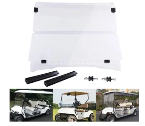Fold Down Golf Cart Windshield Impact Resistant Acrylic Split Windshield for Ezgo TXT 1995-2013