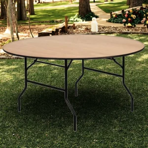Simple Wooden Round Shape Folding Dining Table for Outdoor Wedding Banquets for Hotels