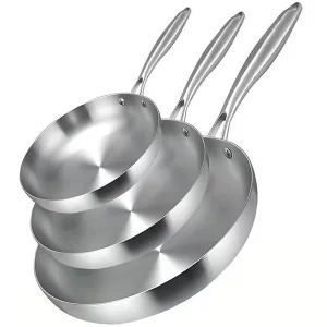 304 Stainless Steel Three-Layer Non-Stick Frying Pan Wok Thickened Coating-Free Flat-Bottomed Aluminum Base Universal Gas