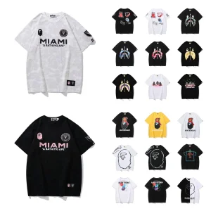 Camiseta Casual de Moda Bapes para Homens com Estampa Clássica de Macaco