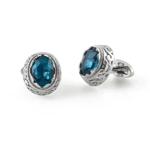 Blue Zircon Stone Copper Buttons