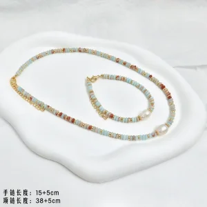 Natural Stone Freshwater Pearl Necklace Set