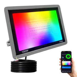 Factory 100-240V 50W 100W DOB Smart Floodlight RGBCCT Tuya WIFI APP Control Waterproof IP66 Outdoor Led Floodlight