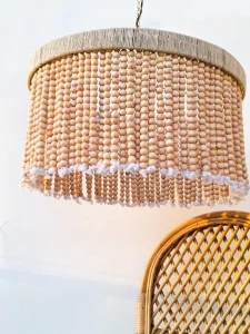 Modern Wood Bead Ceiling Lamp Organic Minimalist Design