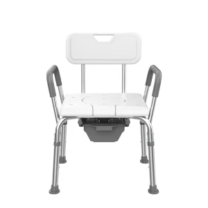 Durable Bathroom Anti-Slip Shower Commode Chair with Armrest for Disabled