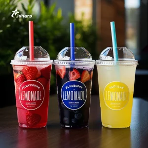 12oz 16oz 20oz 24oz Custom Logo Personalized Cold Drinking Disposable Plastic Cup PET Clear Plastic Cups With Lids