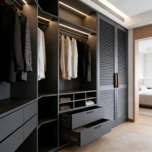 Built-in Wardrobe System Compatible with Custom Bedroom Furniture Sets