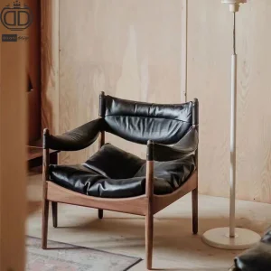 Contemporary Black Luxury Leather Modern Armchairs