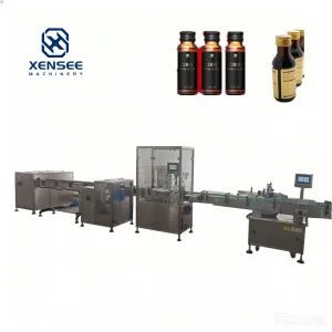 Linha de Produção de Lavagem, Enchimento, Tampagem e Rotulagem de Frascos de Líquido Oral Totalmente Automática