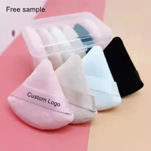 Lanson Top Seller Triangle Powder Puff Makeup Sponge Soft Velour Cosmetic Puff Black Velvet Loose Powder Puffs for Face