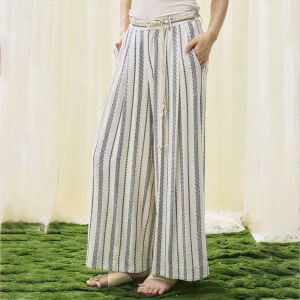 Loose-Fitting Striped Cotton and Linen Trousers for Everyday Wear