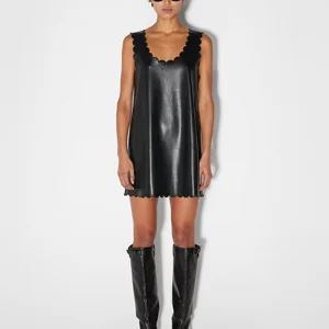 Party Dress PU Leather Dress Ladies Sexy Black Mini Dress