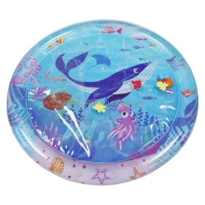 Inflatable Tummy Time Premium Water Mat Cool Summer Funny Baby Girls Boys Water Activity Mats Infant Soft Toy 100CM Round Mat