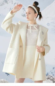 High Quality Women's Wool Long Coat Fashion Hooded Coat