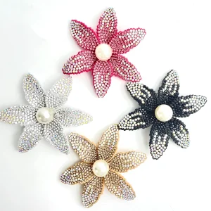 Crystal 3D Rhinestone Flower Decorative Stickers Dly Clothing Bags and Shoes Accessories with Buckles