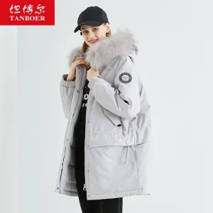 Casaco Aquecido de Inverno para Escola na China, Longo, Feminino, Jaqueta de Plumas