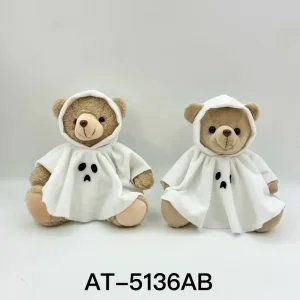 China Halloween Teddy Bear in Ghost Costume | White Hooded Outfit Supplier, Factory