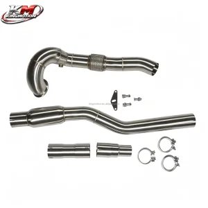 KM Performance Catalytic Header with Brushed Stainless Steel for Audi S3 VW Golf MK7 R 2.0T