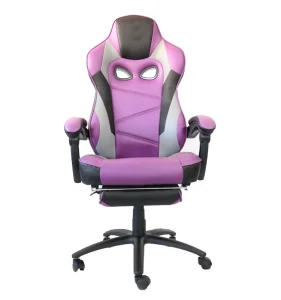 High-Back Racing Style Gaming Chair with Convertible Swivel Footrest Synthetic Leather Metal/Iron Material for Computer Sitting