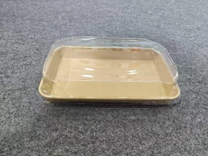 Hot Sale Rectangular Paper Food Bowl with Clear Dome Pet Lid
