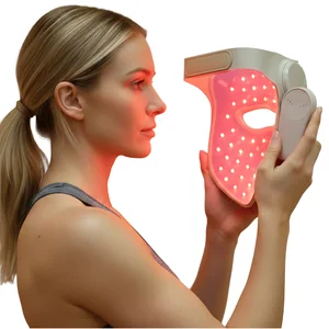 4D Laser Beauty Skin Care 460nm 590nm 850nm 630nm Therapy Silicone Handheld LED Red Light Face Mask with US Plug
