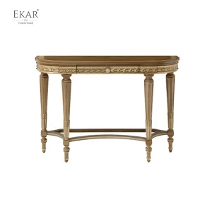 Mesa Console de Madeira Dourada Ekar Furniture Sovereign Heritage - Decoração Clássica de Luxo para Entrada