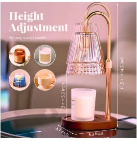 Smokeless Wooden Candle Wax Warmer Lamp with Adjustable and Dimmable Wax Melting Lamp