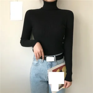 Women's Half Turtleneck Base Layer Top - Thin, Fashionable, Autumn/Winter New Style, Long Sleeve Knitted Sweater