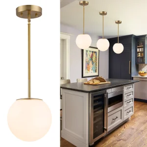 Kitchen Island Ball Dining Long Pendent Light Glass Indoor Lighting E27 E26 Bulb Hotel Chandelier for Dining Table