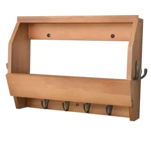 Wall Mounted Wooden Hanging Coat Hooks Walnut Storage Rack Floating Shelf for Livingroom Kitchen