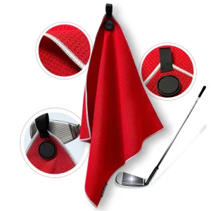 OEM Embroidery Logo Microfiber Waffle Golf Club Towel With Carabiner Clip Fastener Soft Golf Towel For Club
