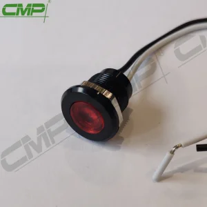 Black Signal Lamp 12mm Dia. Metal Indicator Light with Wire