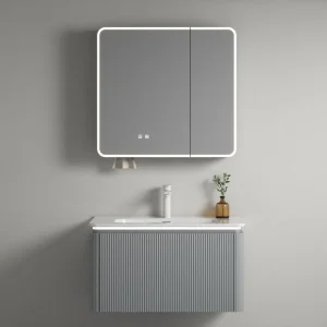 80cm Minimalist Stripe Design PVC Bathroom Cabinet