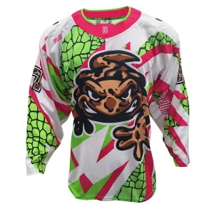High-Quality Men's Graphic Sports Jersey, Bold Green & Pink Long Sleeve Shirt, Turtle Design, Casual Athletic Wear Manufacturers, Factory