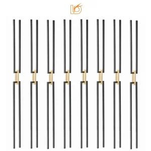 Matte Black Gold Chain Link Hollow or Solid Wrought Iron Baluster Railing