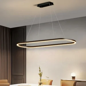 Modern LED Oval Ring Pendant Lamp Circle Ceiling Hanging Chandelier For Living Dining Room Home Lighting Fixture