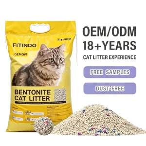 Arena para gatos premium biodegradable irregular de bentonita triturada - libre de polvo, aglutinación rápida y alta absorción para el cuidado de mascotas