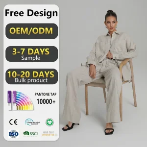 100% Linen High-Count Solid Regular-Fitting Women's Shirt Straight-Leg Business Trousers Set Formal Winter Wear