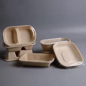 Embalagem para viagem de fast food biodegradável, caixa de bagasse, recipientes para alimentos ecológicos