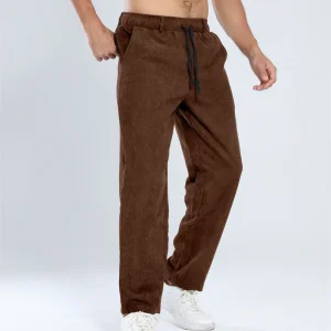 Men's Pants Custom Logo Plain Ribbed Casual Sports Straight Trousers Breathable Gym Workout Joggers